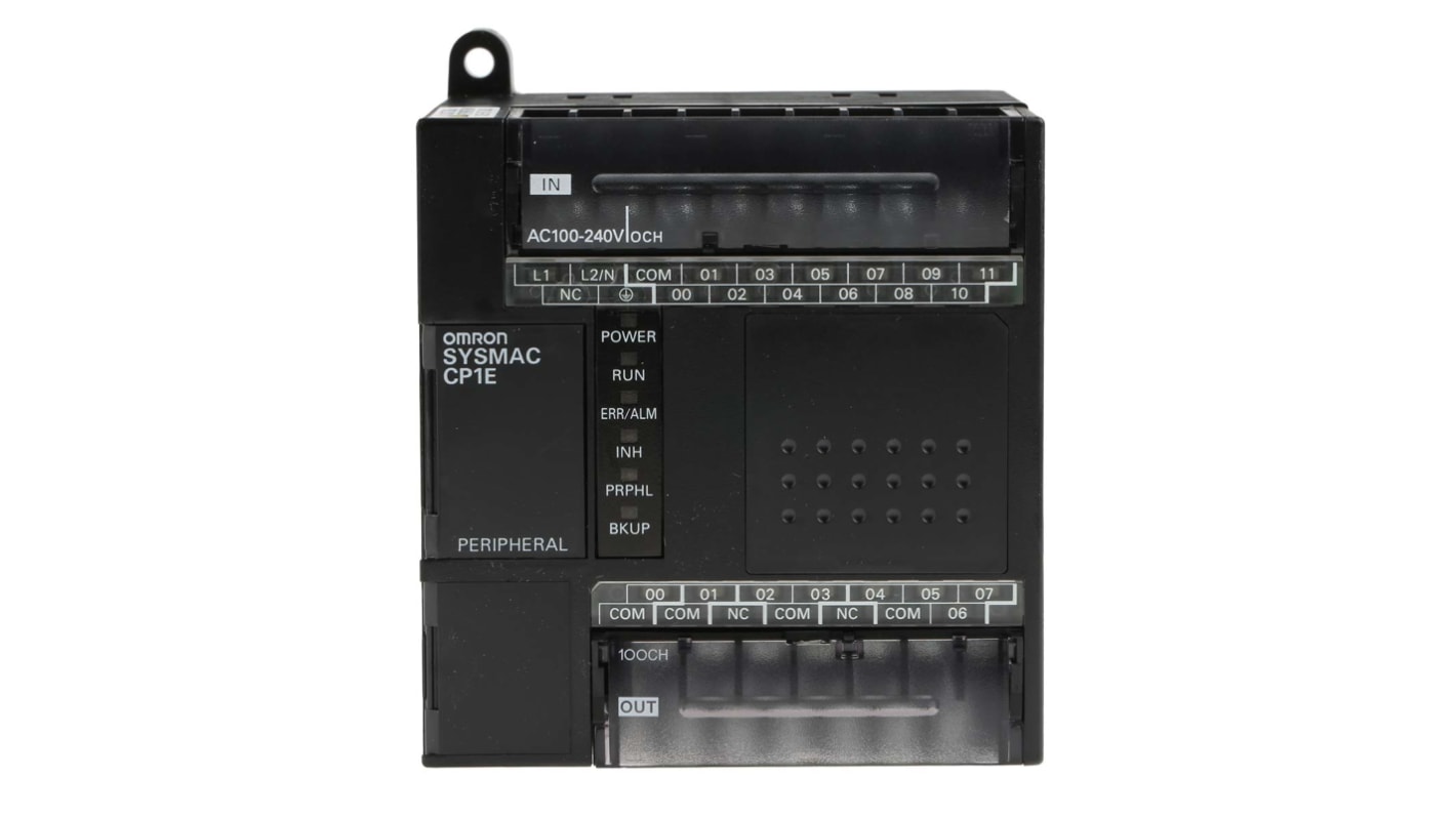 CPU PLC Omron CP1E, ingressi: 12, uscite: 8 (Relè), 20 I/O, 85 → 264 V c.a.