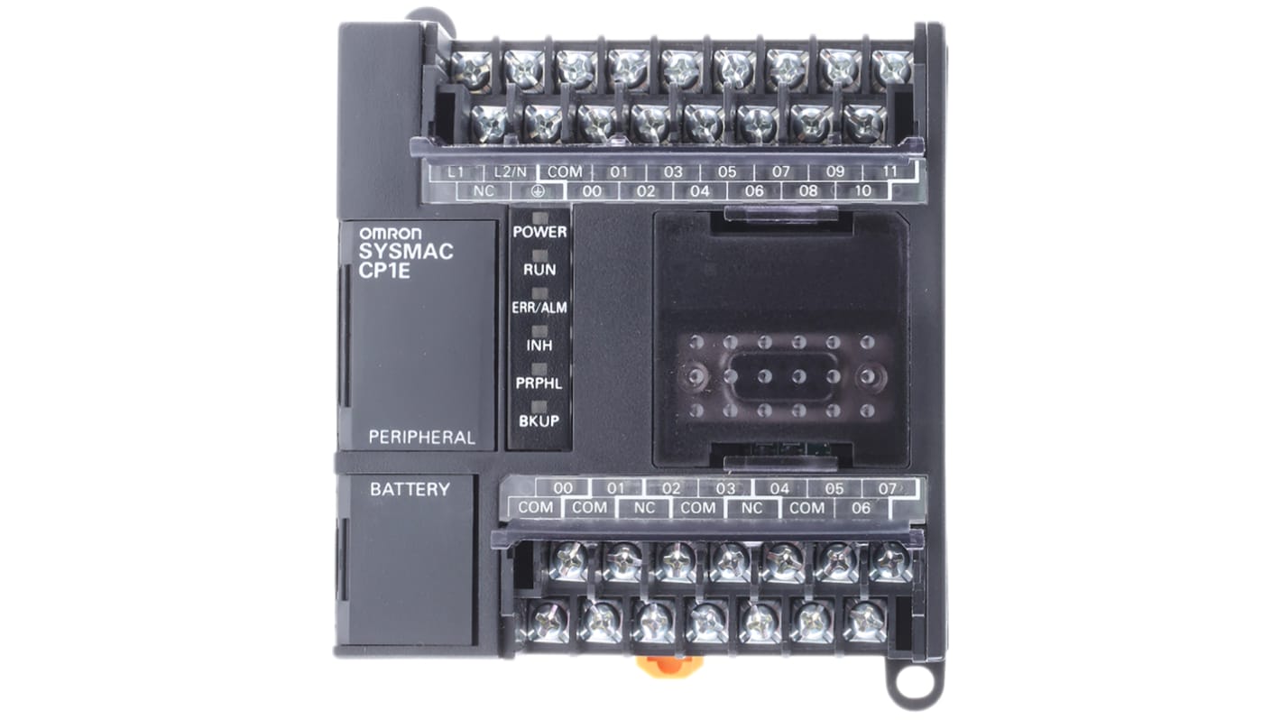 Omron PLC CPU, CP1E, 20 I/O Porte, USB, Programkapacitet 32 kB 32 (programhukommelse) kB, 8000 (datahukommelse) ord