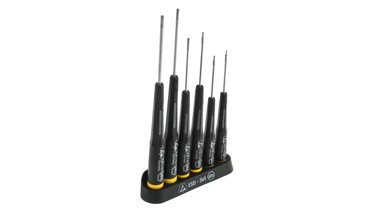 Wiha Tools Hexagon Screwdriver Set, 6-Piece, ESD-Safe