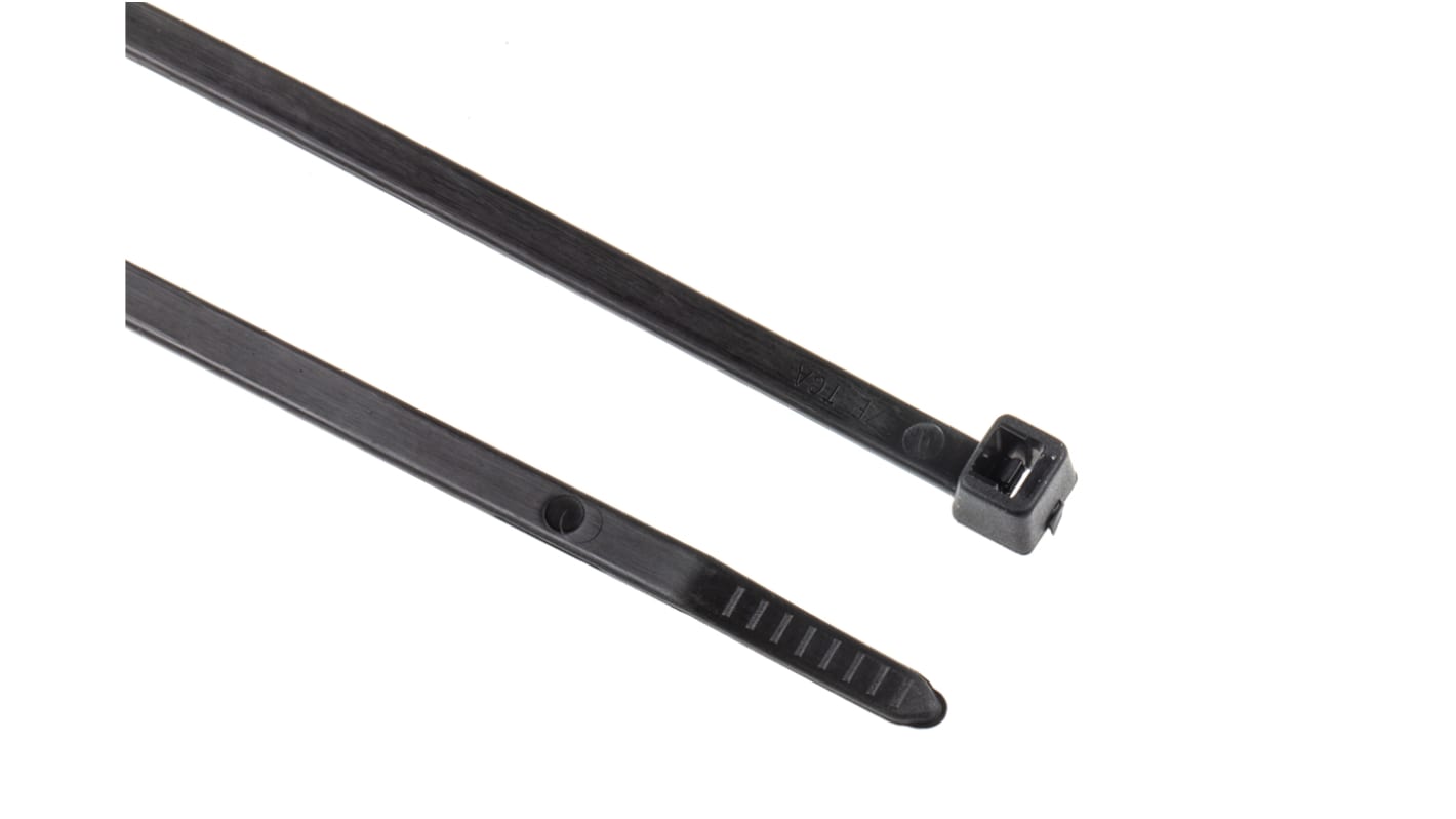 HellermannTyton Cable Tie, 300mm x 4.6 mm, Black Polyamide 6.6 (PA66), Pk-100