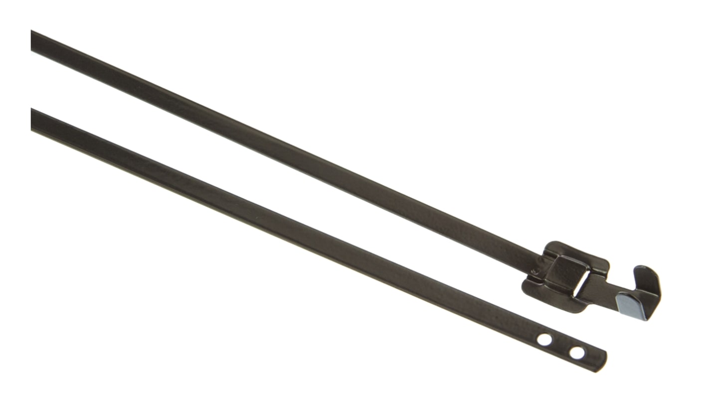 HellermannTyton Cable Tie, Releasable, 330mm x 5.26 mm, Black Polyester Coated Stainless Steel, Pk-100