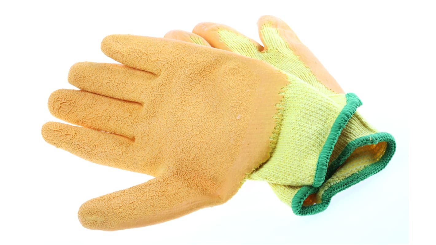 Guantes de trabajo de Látex Amarillo Polyco Healthline serie Matrix, talla 8, con recubrimiento de Látex, Uso general