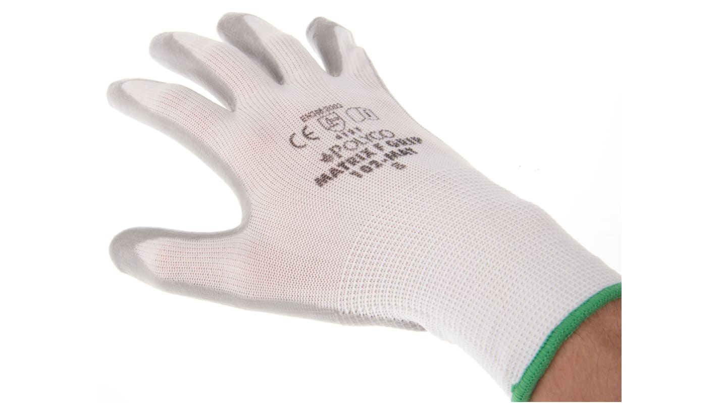 Polyco Healthline Matrix Grey Nitrile General Purpose Work Gloves, Size 8, Medium, Nitrile Foam Coating