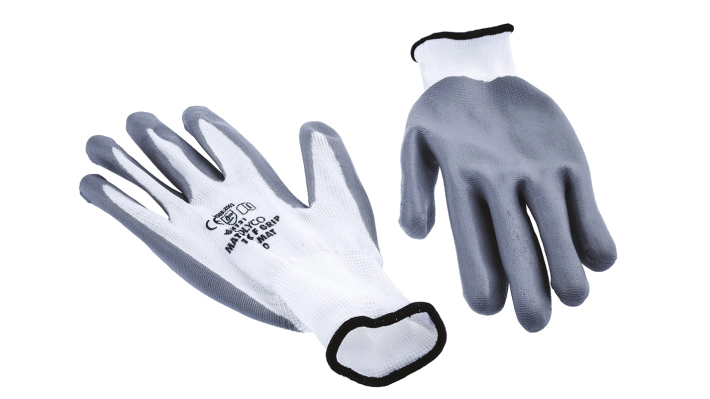 Guantes de trabajo de Nitrilo Gris Polyco Healthline serie Matrix, talla 10, L, con recubrimiento de Espuma de nitrilo,