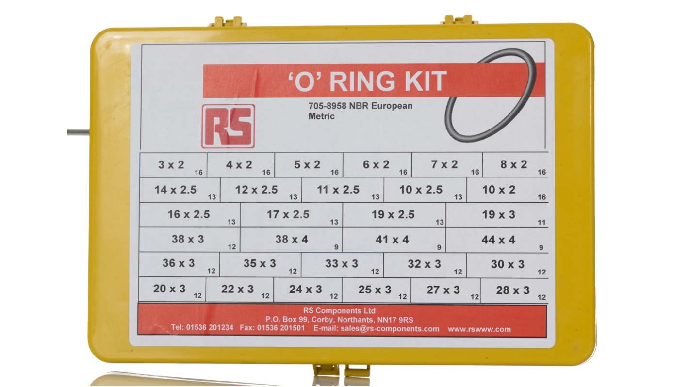Kit O-Ring RS PRO, in Nitrile, contenuto 385 pezzi