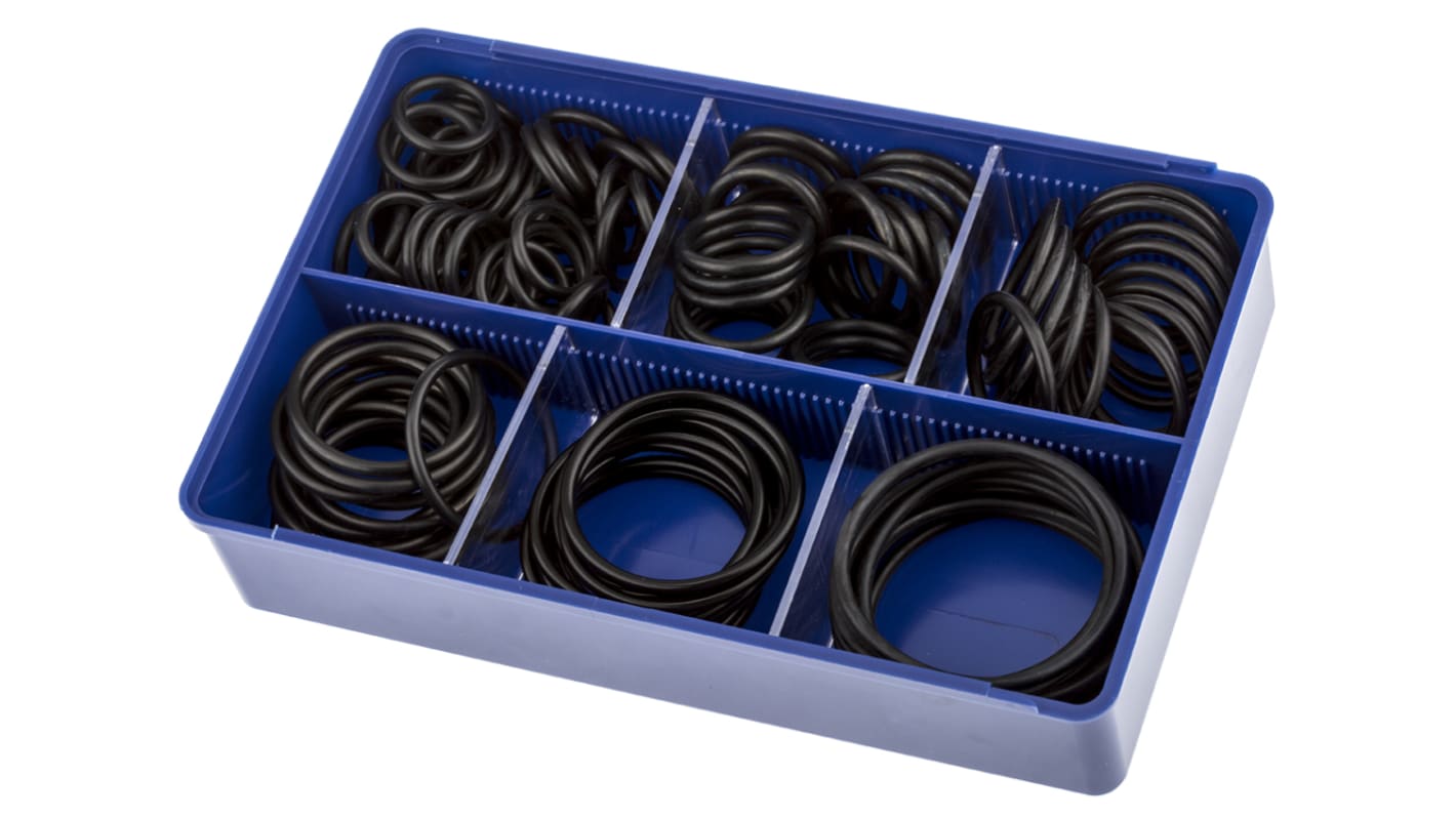 RS PRO Imperial O-Ring Kit to suit SAE Flanges Nitrile, Kit Contents 125 Pieces