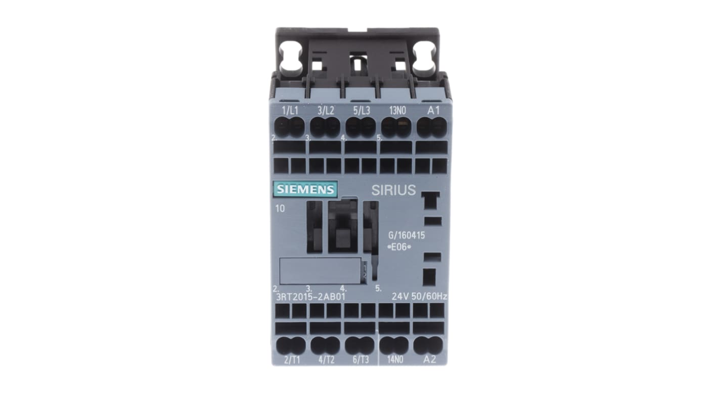 Contattore Siemens, serie 3RT2, 3 poli, 3 NA, 7 A, 3 kW, bobina 24 V c.a.