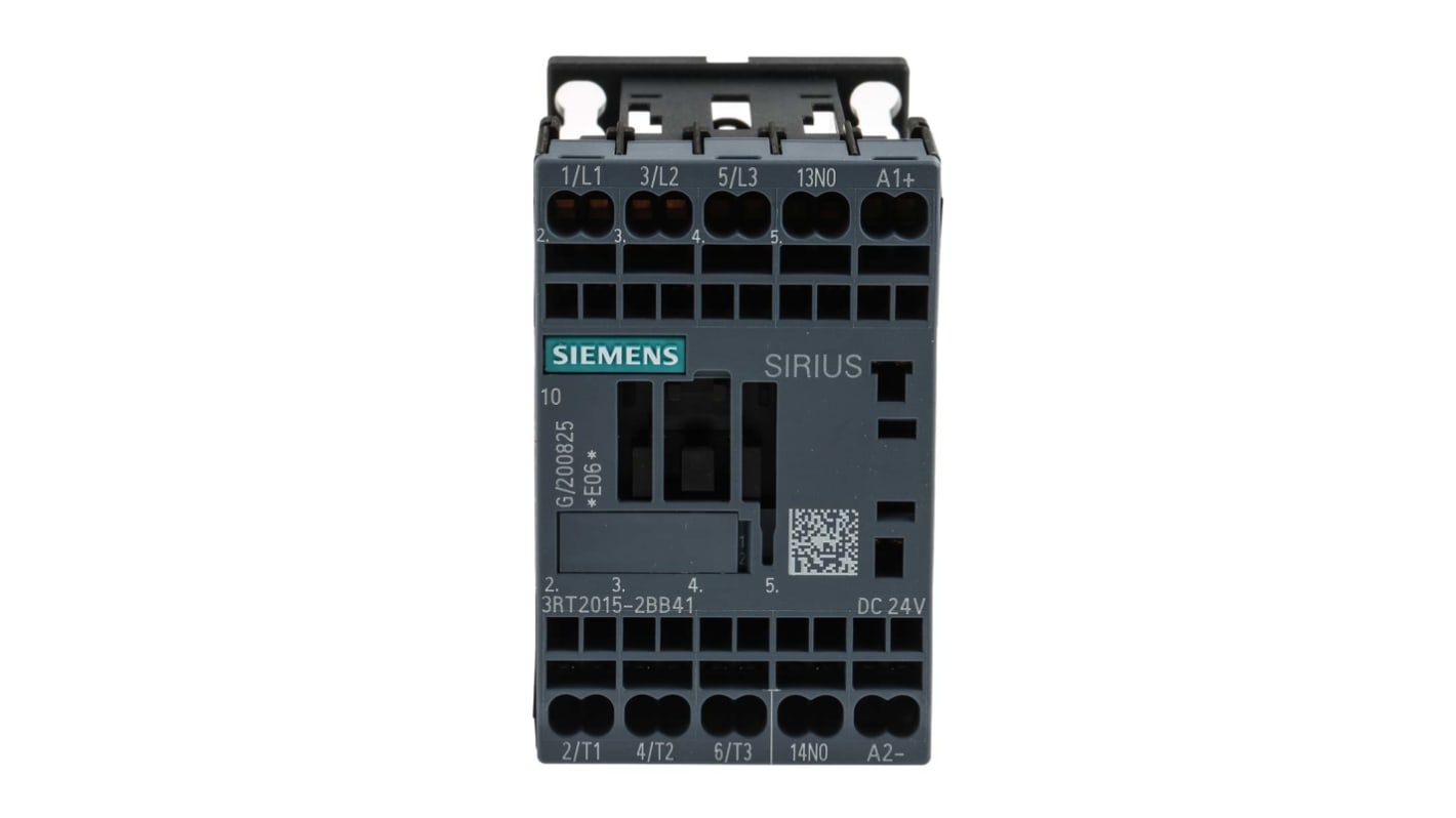 Siemens SIRIUS 3RT2 Leistungsschütz 24 V dc-Spule, 3 -polig , 400 V ac / 7 A 3 kW 3 Schließer 1-Hilfskontakte