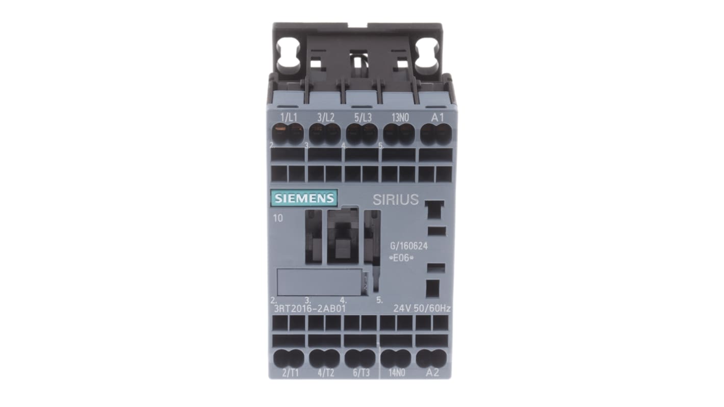 Contattore Siemens, serie 3RT2, 3 poli, 3 NA, 9 A, 4 kW, bobina 24 V c.a.