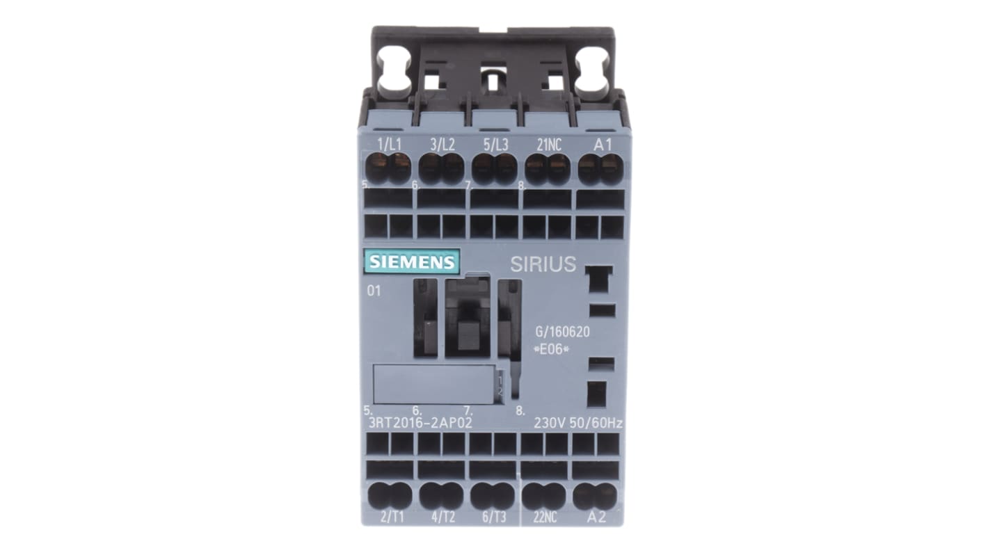 Siemens 3RT2 Series Contactor, 230 V ac Coil, 3-Pole, 9 A, 4 kW, 3NO, 400 V ac