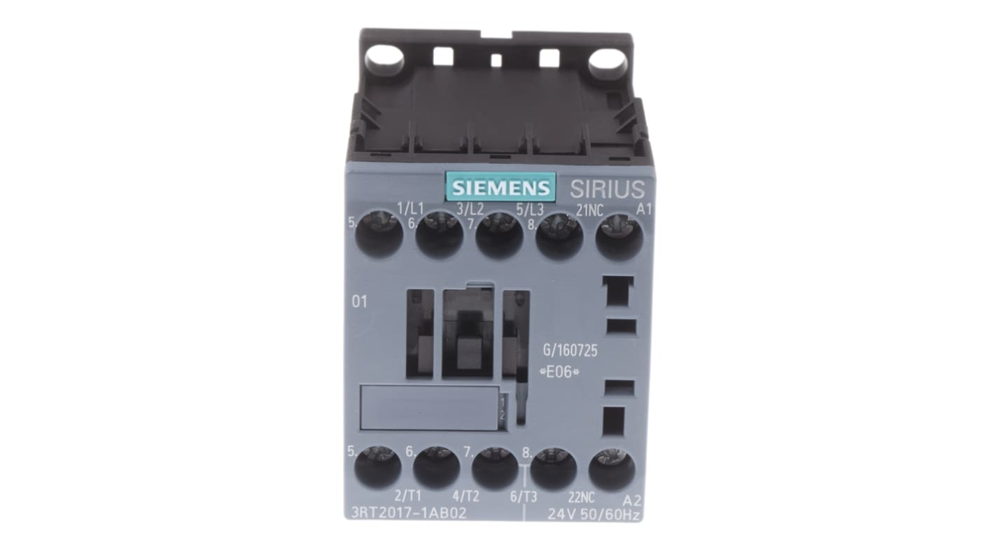 Siemens SIRIUS 3RT2 Leistungsschütz / 24 V ac Spule, 3 -polig 3 Schließer, 400 V ac / 12 A