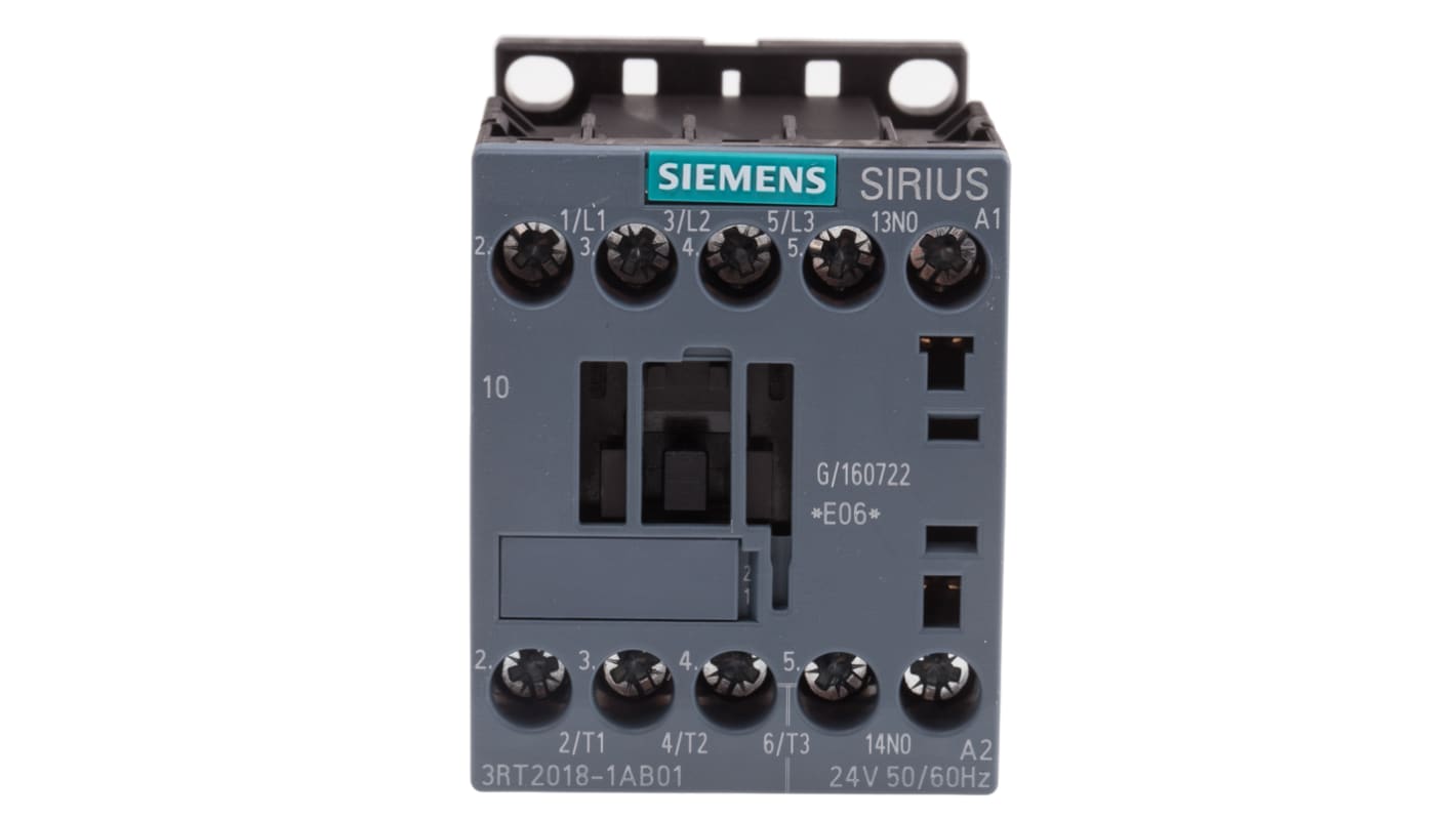 Contattore Siemens, serie 3RT2, 3 poli, 3 NA, 16 A, 7,5 kW, bobina 24 V c.a.