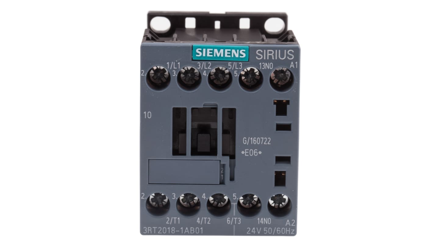 Siemens 3RT2 Series Contactor, 24 V ac Coil, 3-Pole, 16 A, 7.5 kW, 3NO, 400 V ac