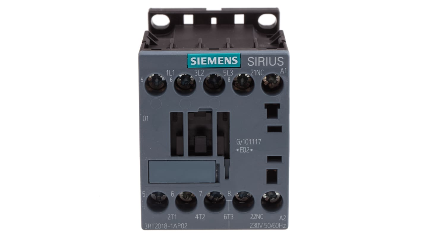 Siemens SIRIUS 3RT2 Leistungsschütz 230 V ac-Spule, 3 -polig , 400 V ac / 16 A 7,5 kW 3 Schließer 1-Hilfskontakte