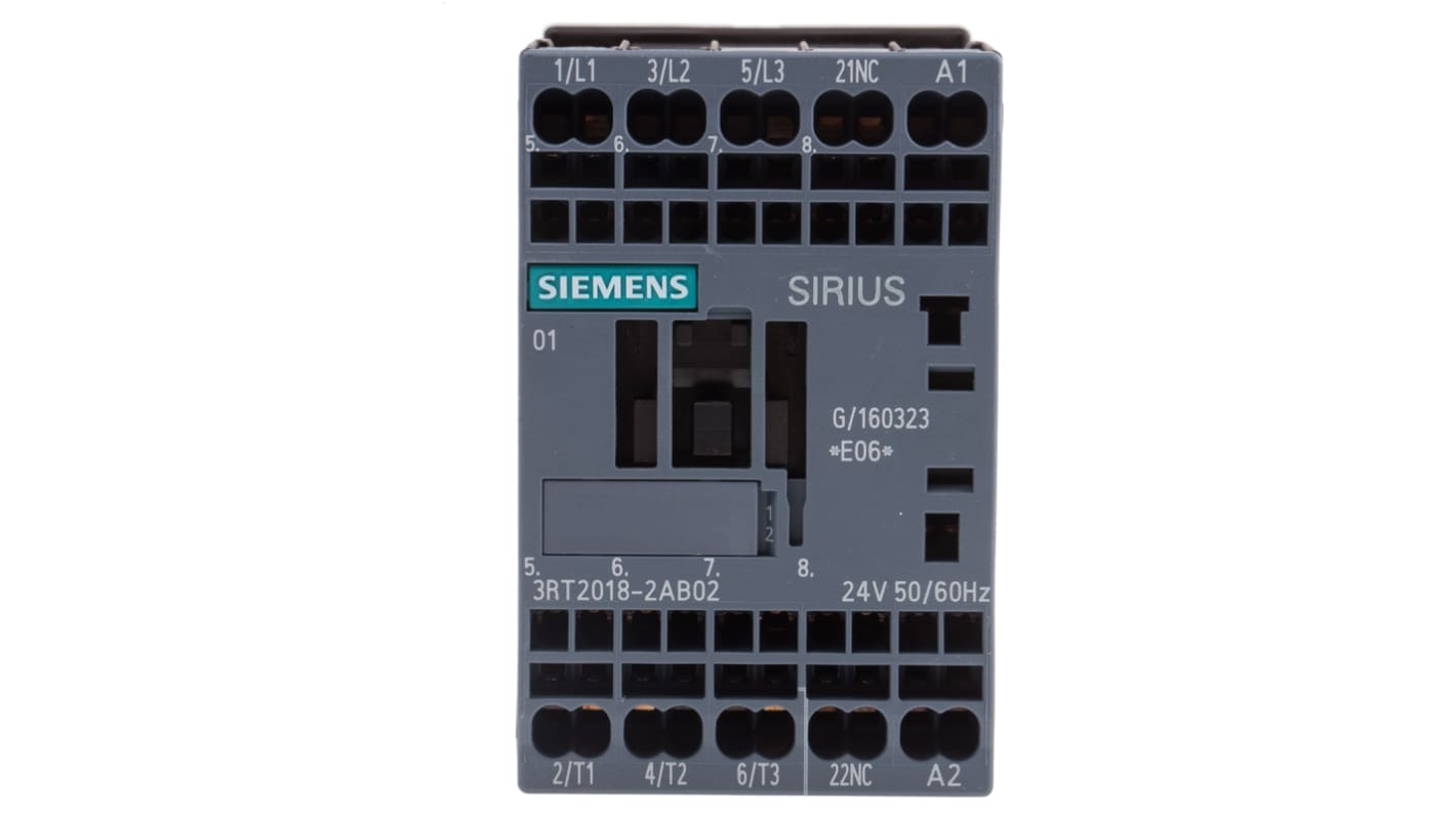 Siemens SIRIUS 3RT2 Leistungsschütz / 24 V ac Spule, 3 -polig 3 Schließer, 400 V ac / 16 A
