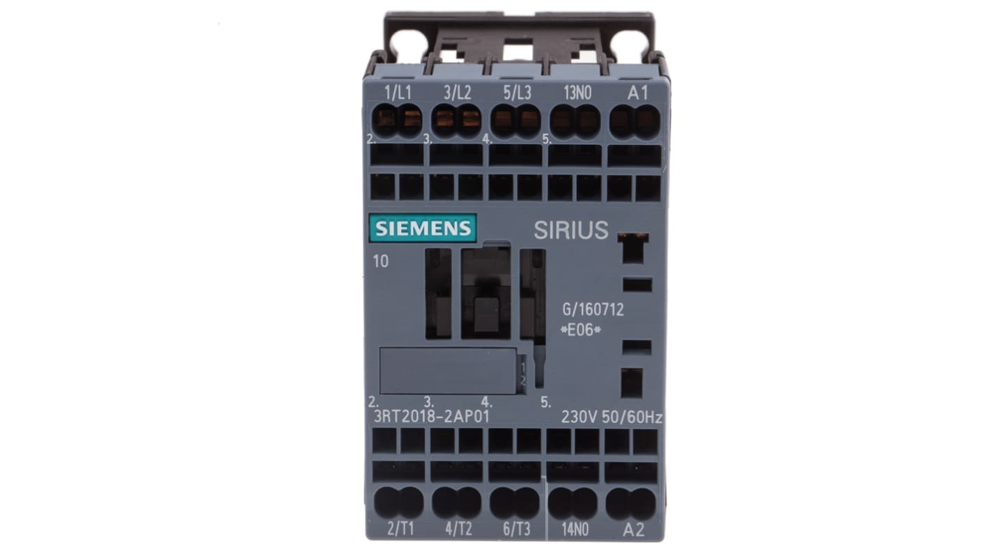 Contattore Siemens, serie 3RT2, 3 poli, 3 NA, 16 A, 7,5 kW, bobina 230 V c.a.