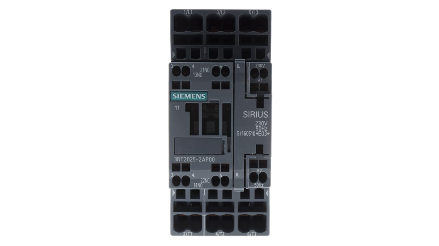 Contattore Siemens, serie 3RT2, 3 poli, 3 NA, 16 A, 7,5 kW, bobina 230 V c.a.