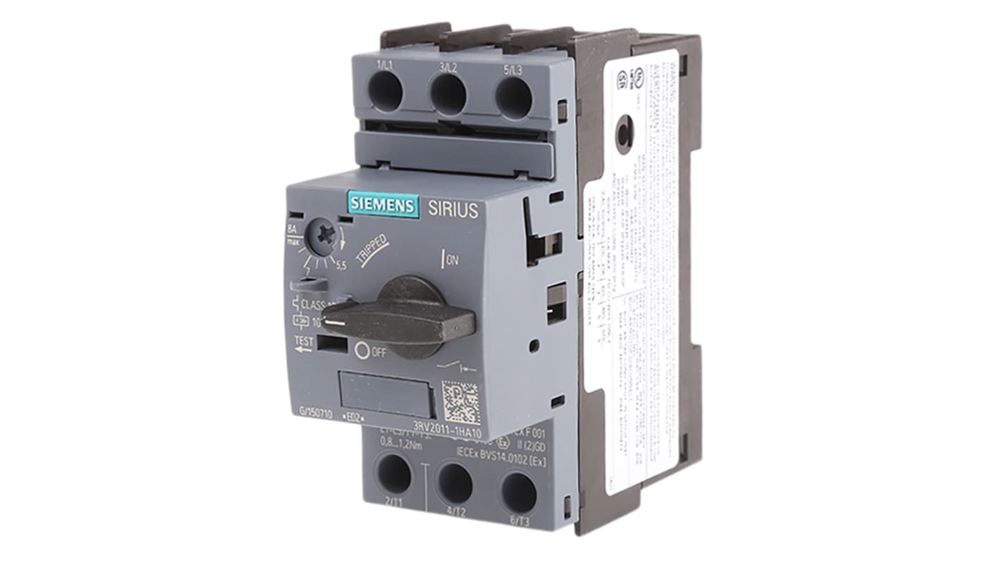 モータ保護回路ブレーカ Siemens 5.5 → 8 A Circuit Breaker SIRIUS