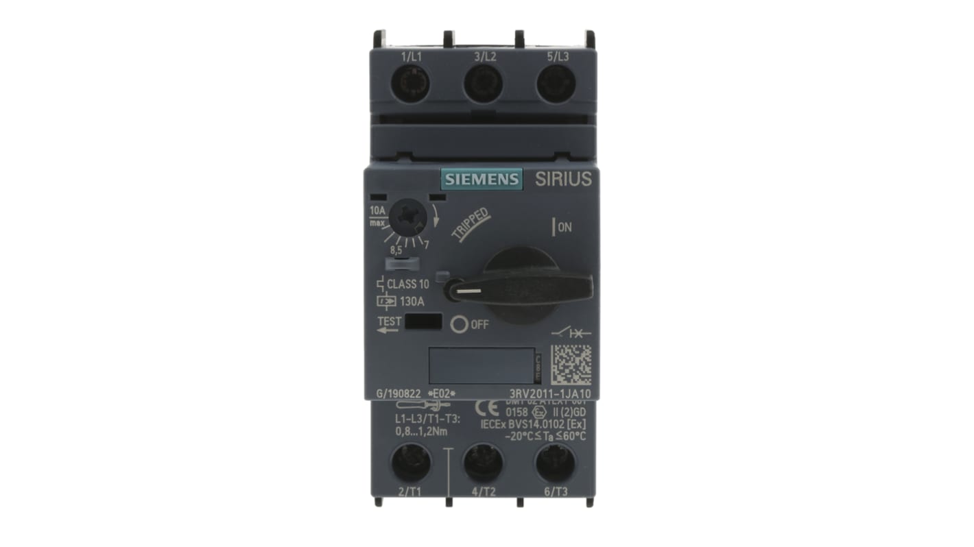 Siemens SIRIUS 3RV2 Motorschutzschalter, 7 → 10 A 690 V 97mm x 45mm