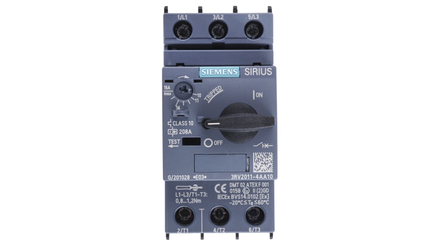 Guardamotor Siemens SIRIUS 3RV2, 20 → 690 V, 10 → 16 A