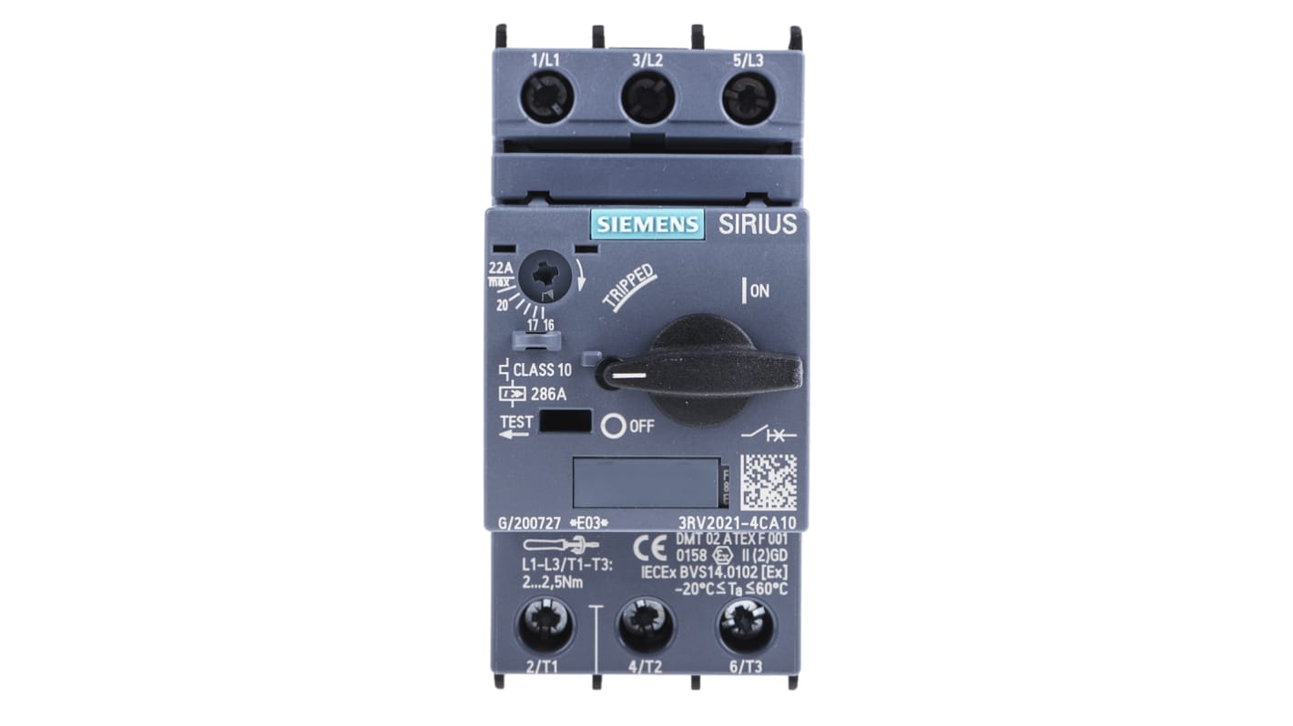 Disjoncteur moteur Siemens SIRIUS 3RV2 17 → 22 A., 690 V