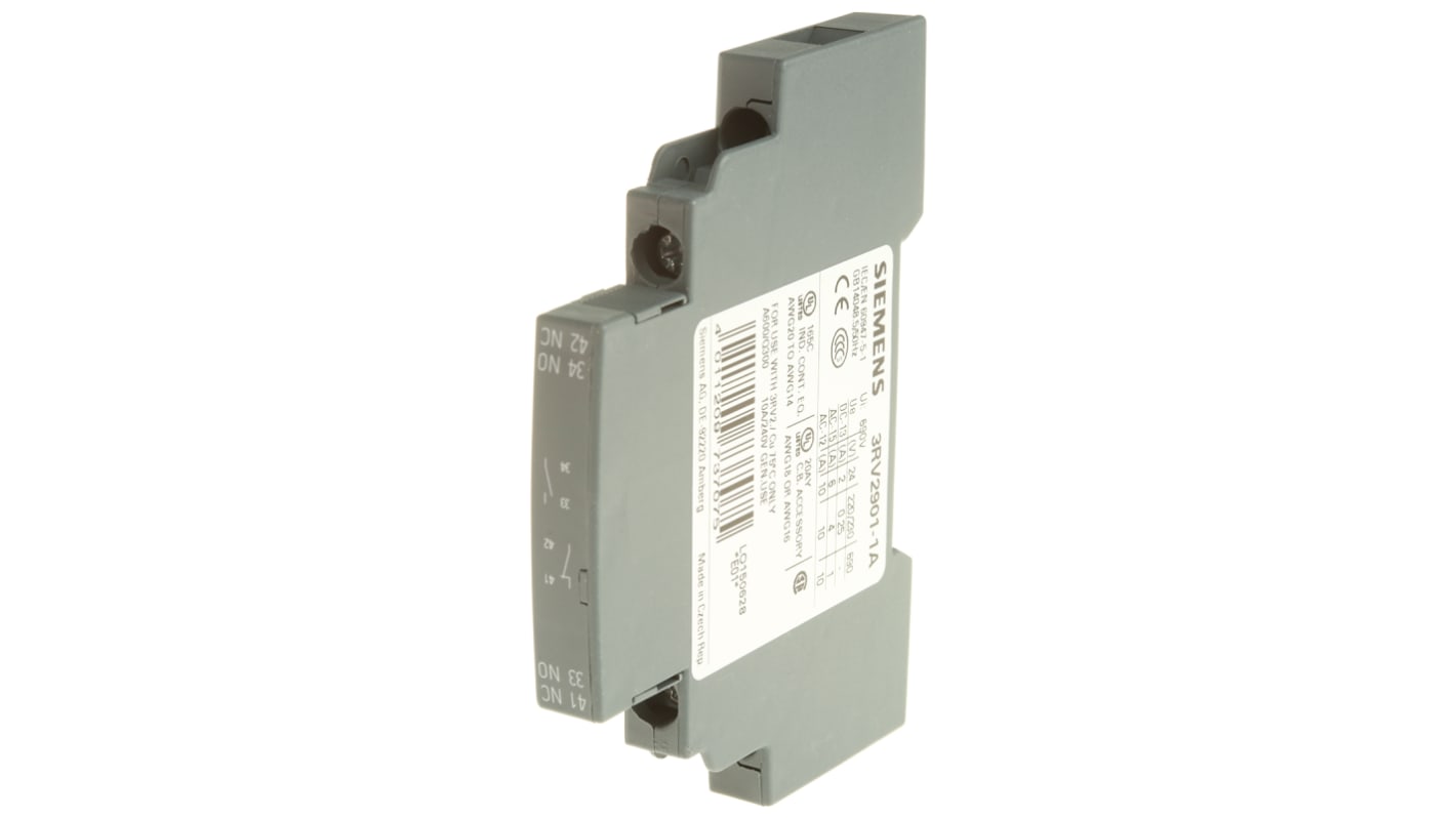 Contacto auxiliar Siemens SIRIUS 3RV2, montaje: directo, terminal: Tornillo, 1NC + 1NA, 250 Vdc, 690 Vac, 2 A dc, 10 A