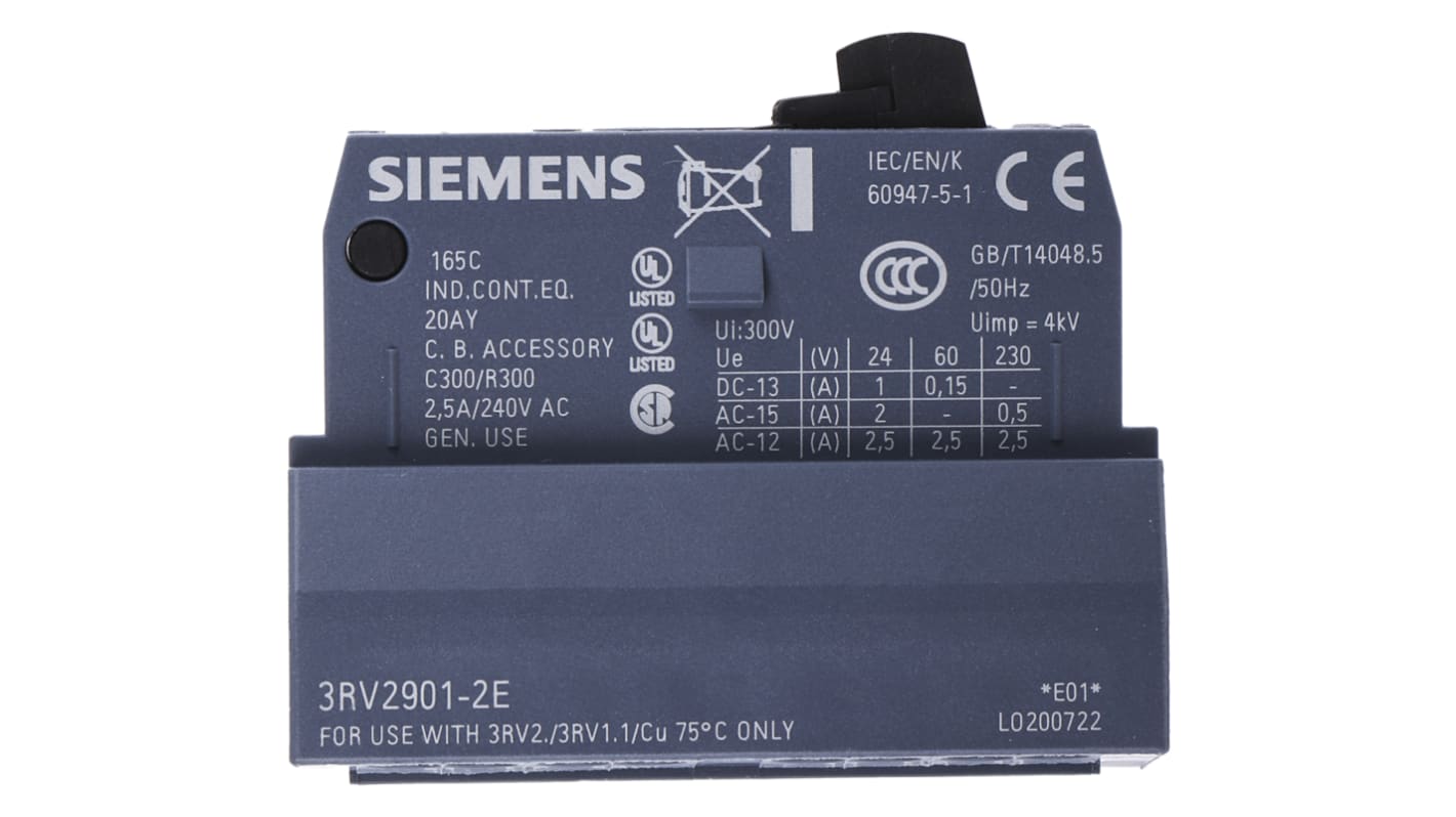 Siemens Hilfskontakt 2-polig SIRIUS, 1 Öffner + 1 Schließer Steckbar mit Federkraft-Anschluss Anschluss 1 A dc,