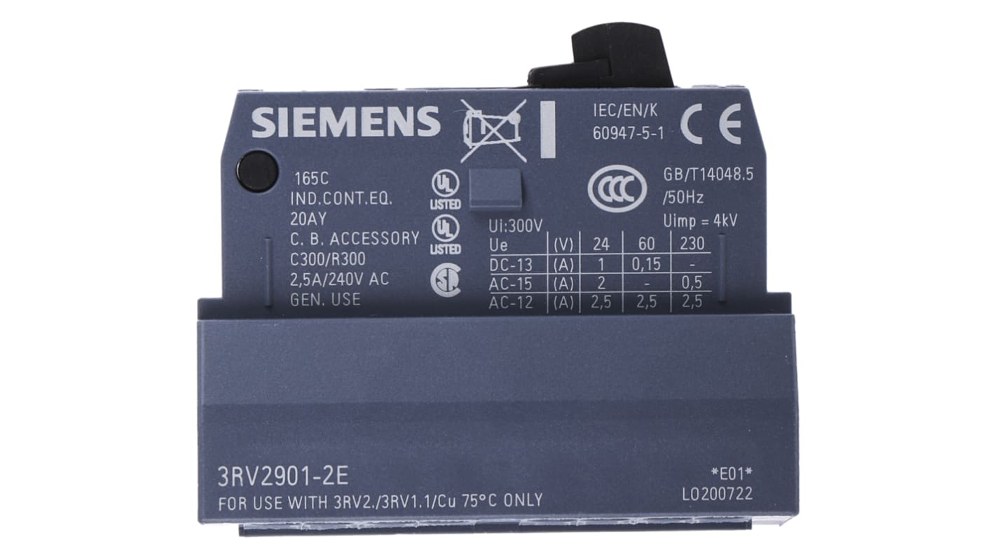 Siemens Auxiliary Contact, 2 Contact, 1NC + 1NO, Plug In, SIRIUS