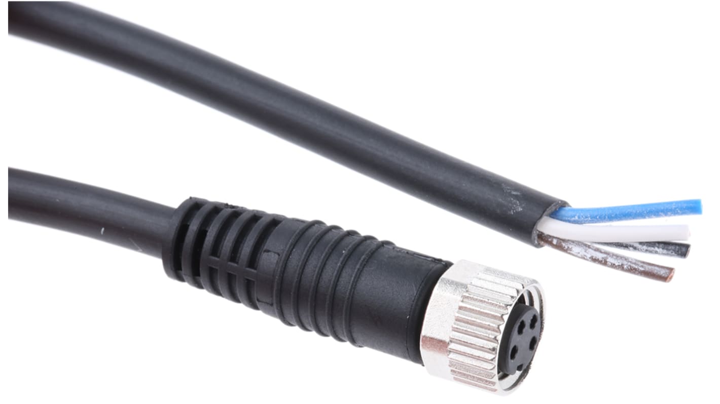 Cable de conexión binder, con. A M8 Hembra, 4 polos, con. B Sin terminación, long. 2m, 30 V, 4 A, IP65, IP67