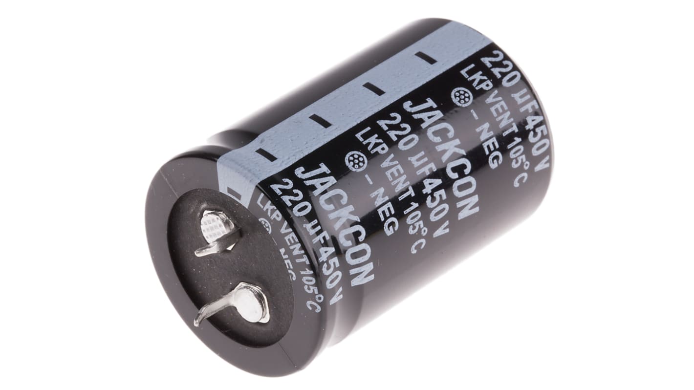 RS PRO Snap-In Aluminium-Elektrolyt Kondensator 220μF ±20% / 450V dc, Ø 30mm x 45mm x 45mm, bis 105°C