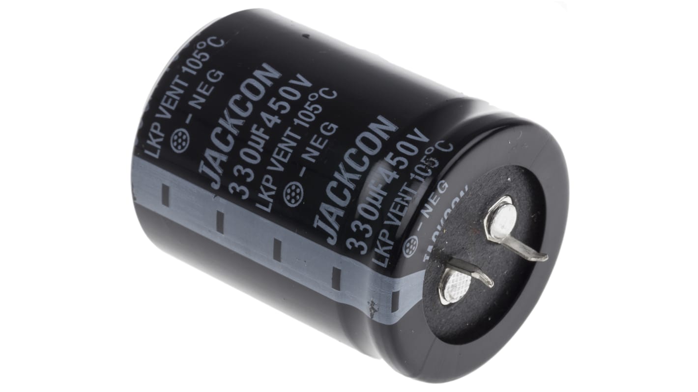 Condensador electrolítico RS PRO, 330μF, ±20%, 450V dc, de encaje a presión, 35 (Dia.) x 45mm, paso 10mm