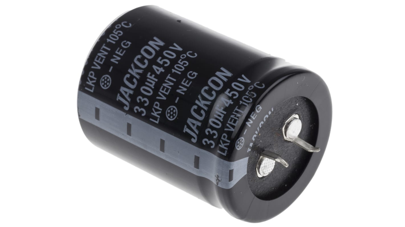 RS PRO Snap-In Aluminium-Elektrolyt Kondensator 330μF ±20% / 250V dc, Ø 22mm x 40mm x 40mm, bis 105°C
