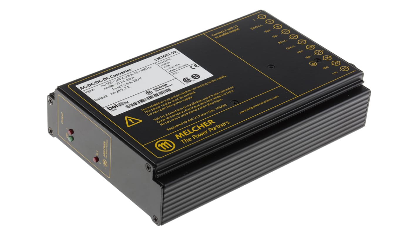 BEL POWER SOLUTIONS INC Switching Power Supply, LM1601-9RG, 24V dc, 2A, 50W, 1 Output, 85 → 264 V ac, 88