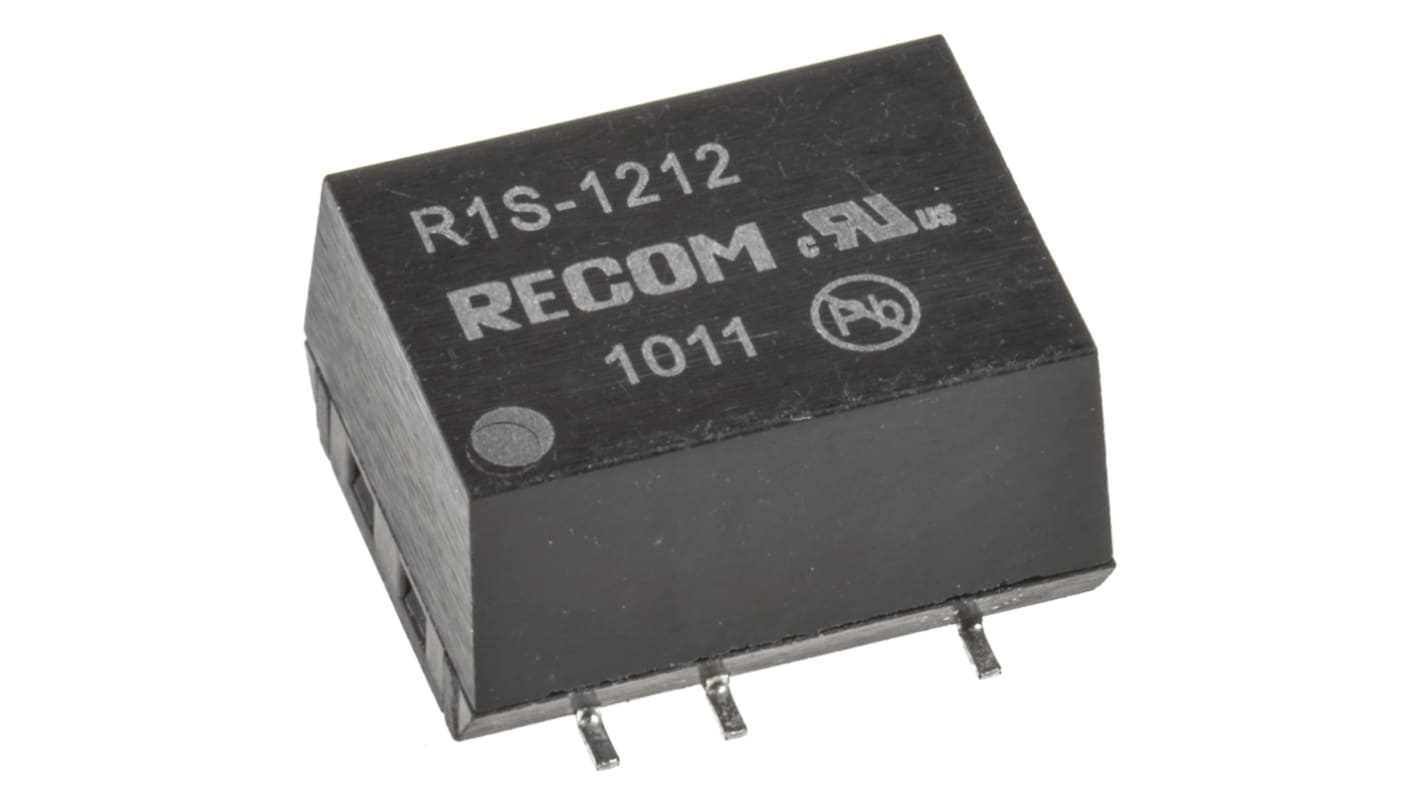 Recom R1S DC/DC-Wandler 1W 12 V dc IN, 12V dc OUT / 84mA Oberflächenmontage 1kV dc isoliert