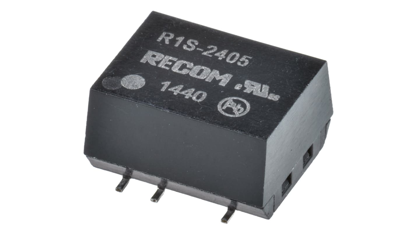 Recom DC-DCコンバータ Vout：5V dc 21.6 → 26.4 V dc, 1W, R1S-2405