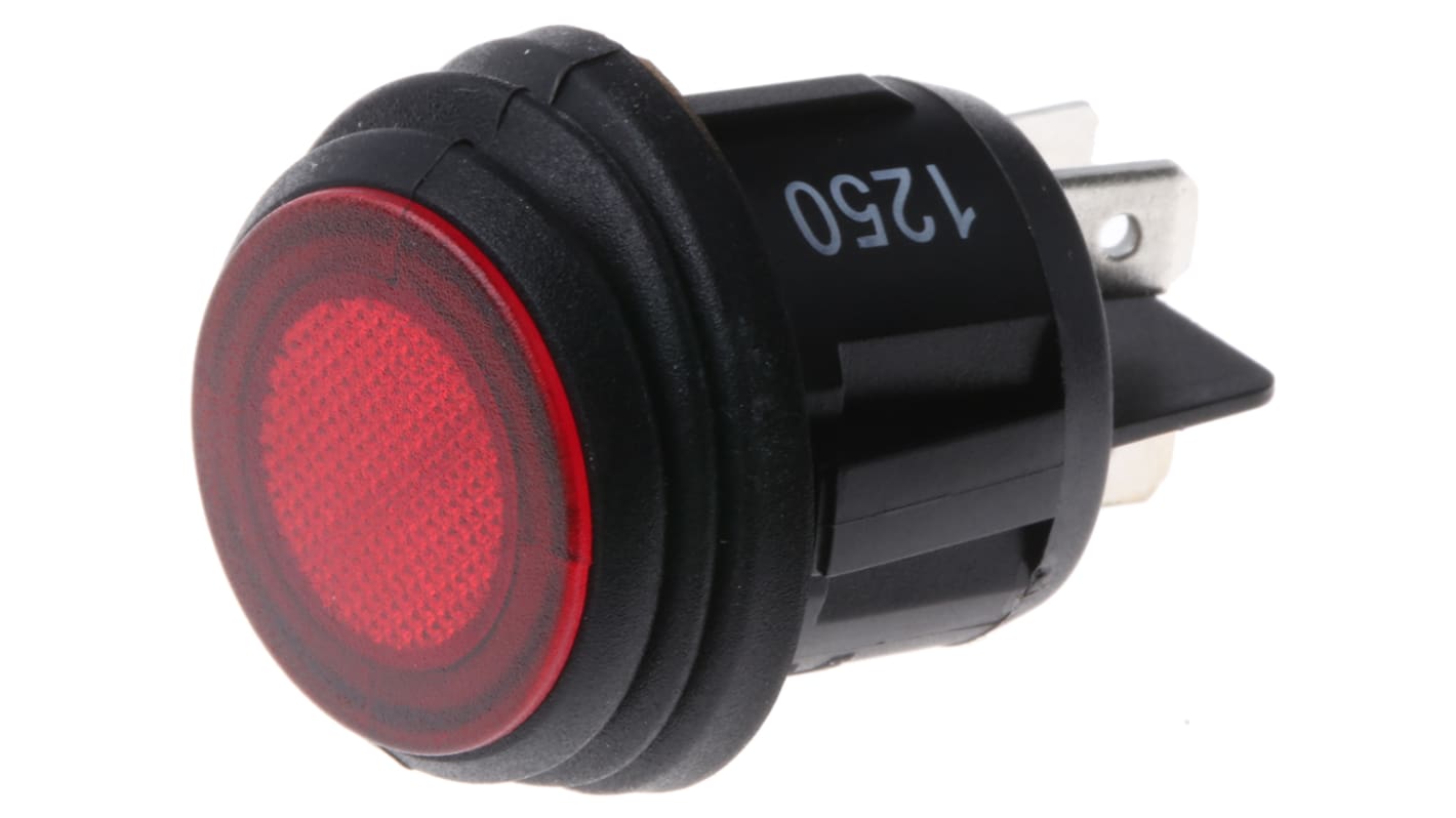 Kolébkový spínač IP56 osvětlený, barva ovladače: Červená DPST Zap-vyp 16 A
