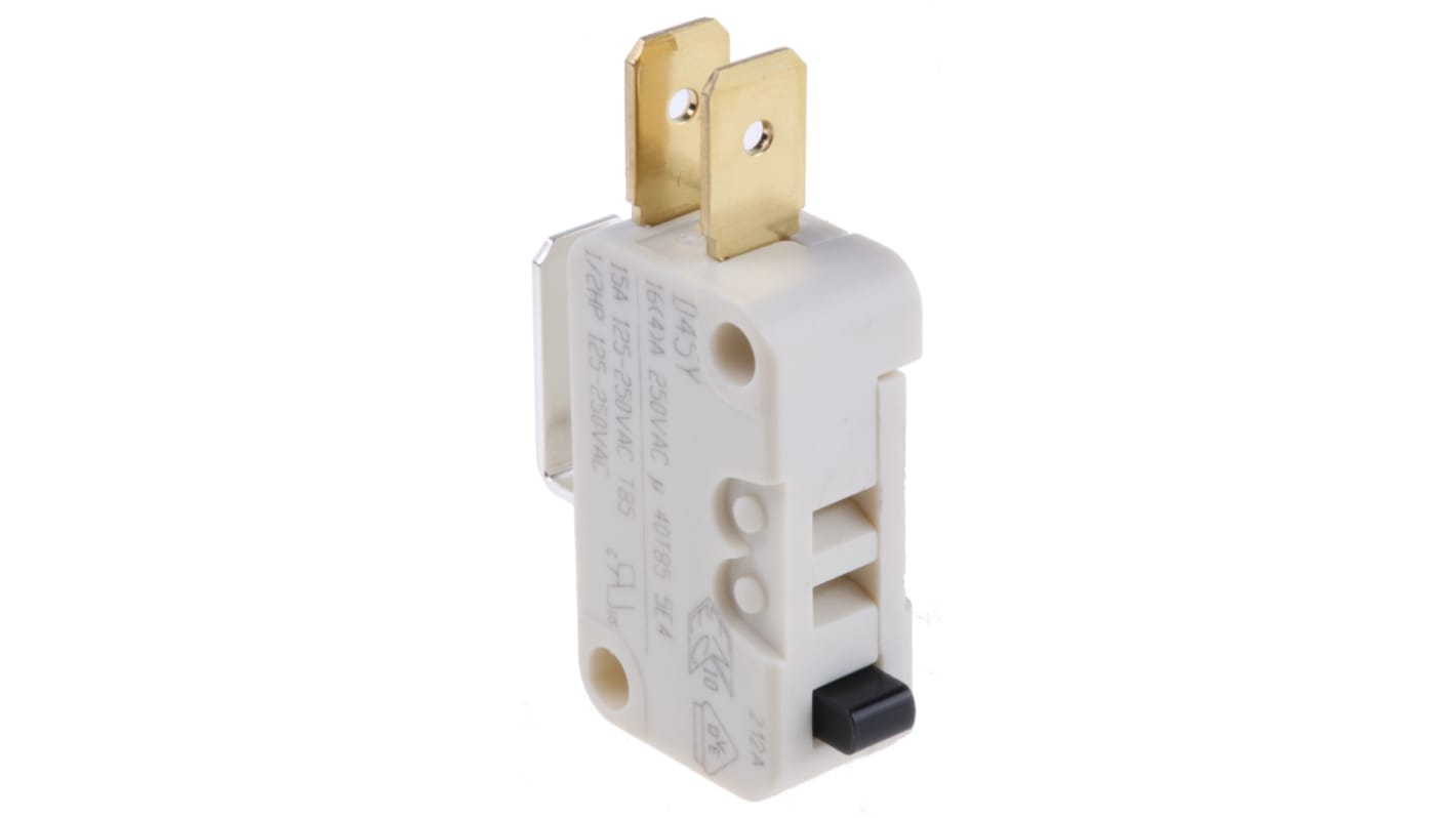 ZF Button Micro Switch, Tab Terminal, 16 A @ 250 V ac, SPDT