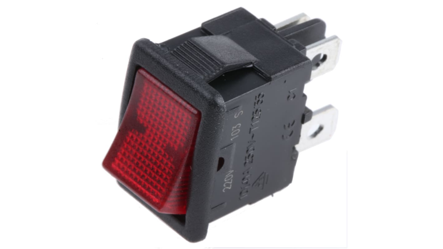 Interruptor de balancín, LRA32H2BBREN, Contacto DPST, On-Off, 10 A, Iluminado, Rojo