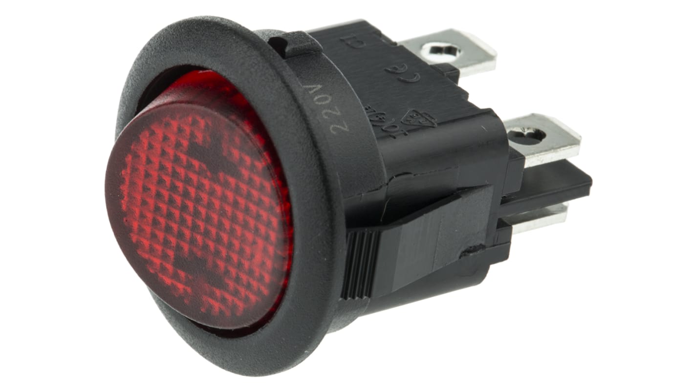 Interruptor de balancín, RRA32H3BBREN, Contacto DPST, On-Off, 10 A, Iluminado, Rojo