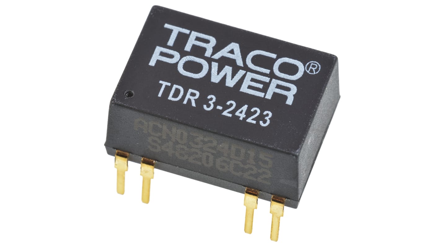 TRACOPOWER TDR 3 DC/DC-Wandler 3W 24 V dc IN, ±15V dc OUT / ±100mA Durchsteckmontage 1.5kV dc isoliert