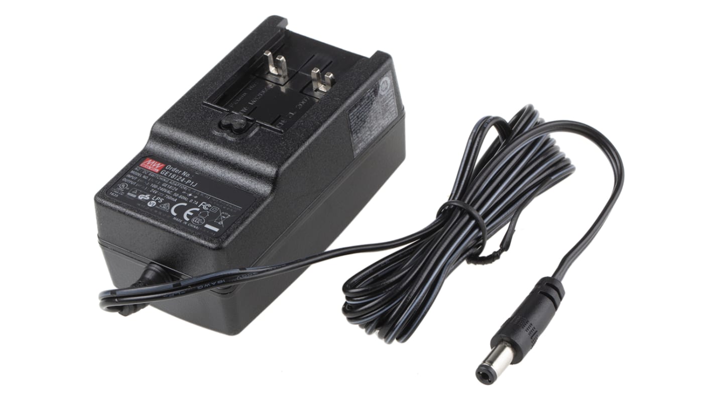 Adattatore AC/DC Adattatore ca/cc MEAN WELL 24V cc, 750mA, spina Australia/Cina, connettore maschio europeo, Regno