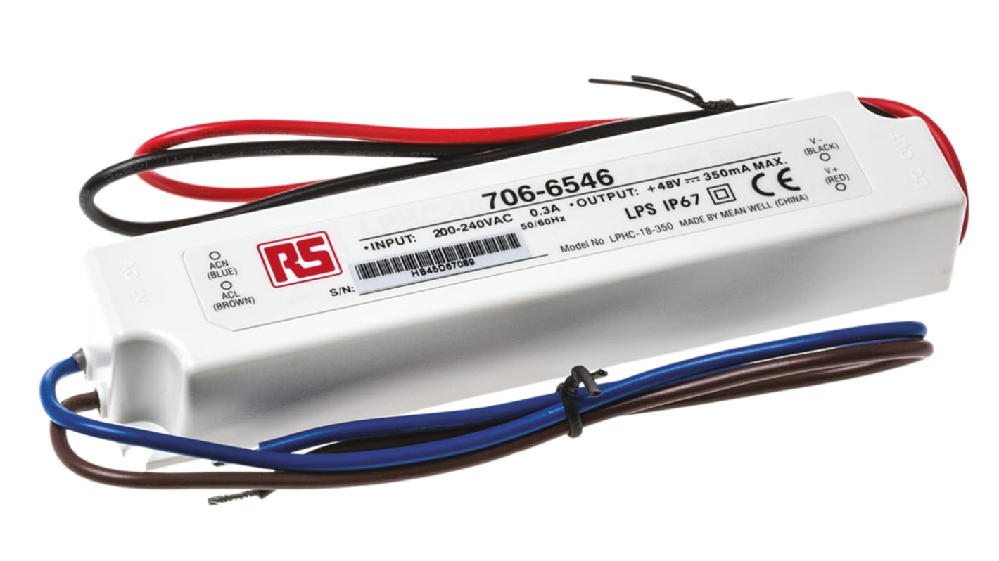 Driver LED corriente constante MEAN WELL de salidas, IN: 180 → 264 V ac, 254 → 370 V dc, OUT: 6 →
