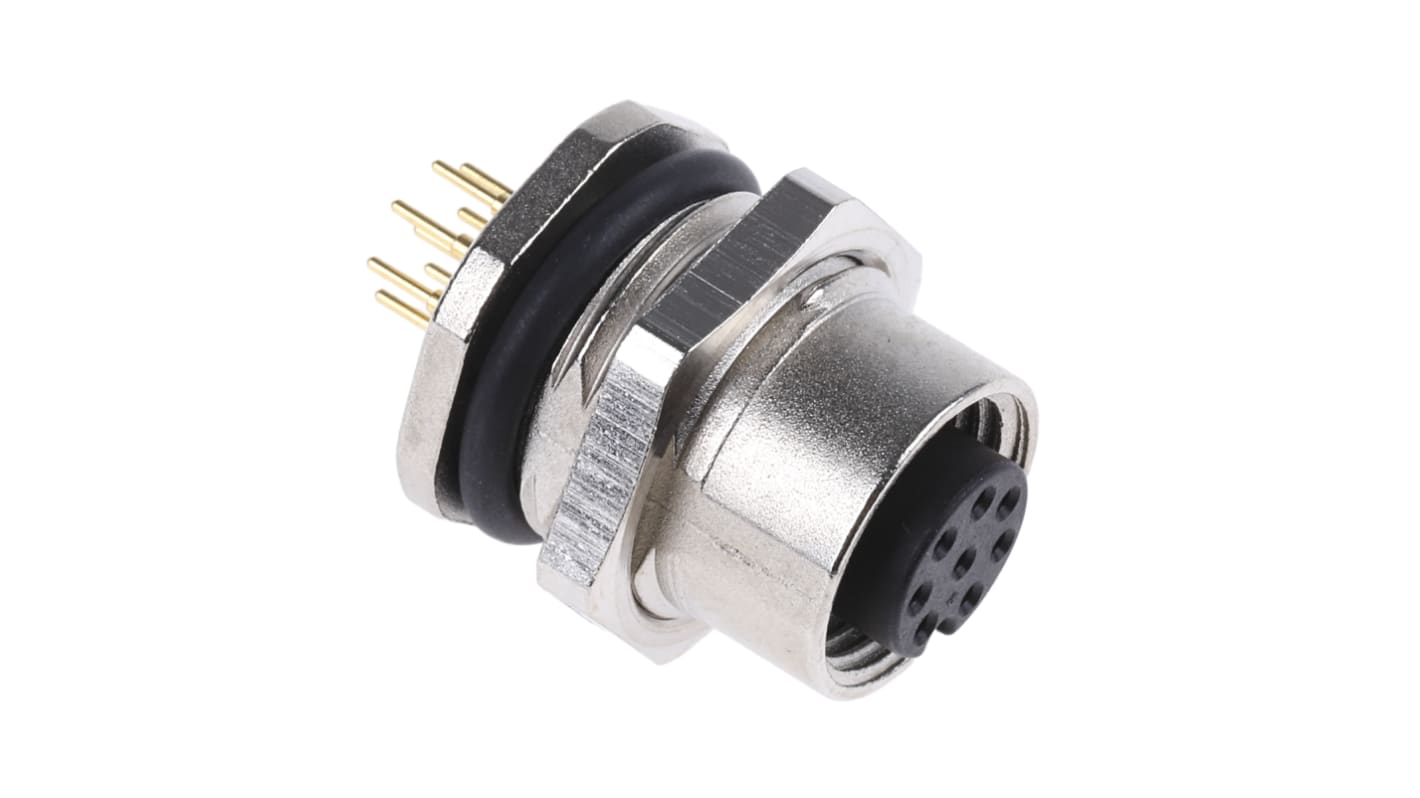 binder Circular Connector, 8 Contacts, Panel Mount, M12 Connector, Socket, Female, IP67, 713 Series