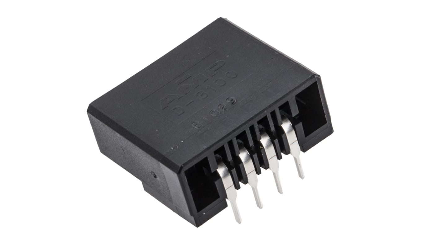 Conector macho para PCB Ángulo de 90° TE Connectivity serie Dynamic 3000 de 4 vías, 1 fila, paso 3.81mm, para soldar,