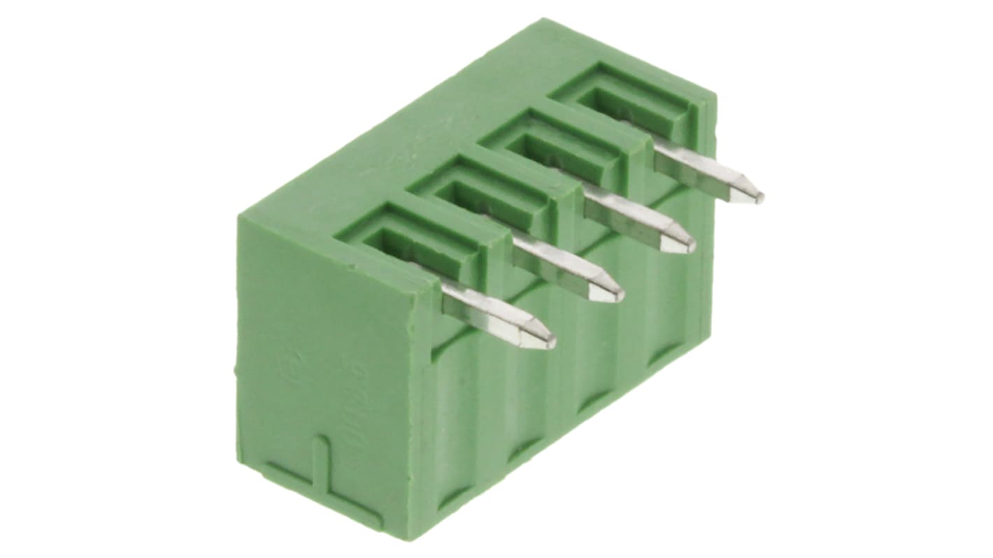 Amphenol FCI 06-350 Series Pluggable Terminal Block, 4-Contact, 3.5mm Pitch, Through Hole Mount, 1-Row, Solder