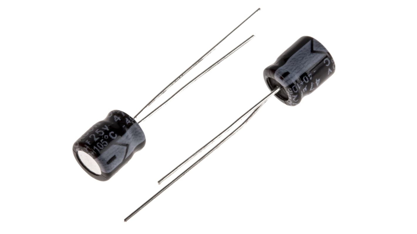 RS PRO, THT Aluminium-Elektrolyt Kondensator 47μF ±20% / 25V dc, Ø 6mm x 7mm x 7mm, bis 105°C