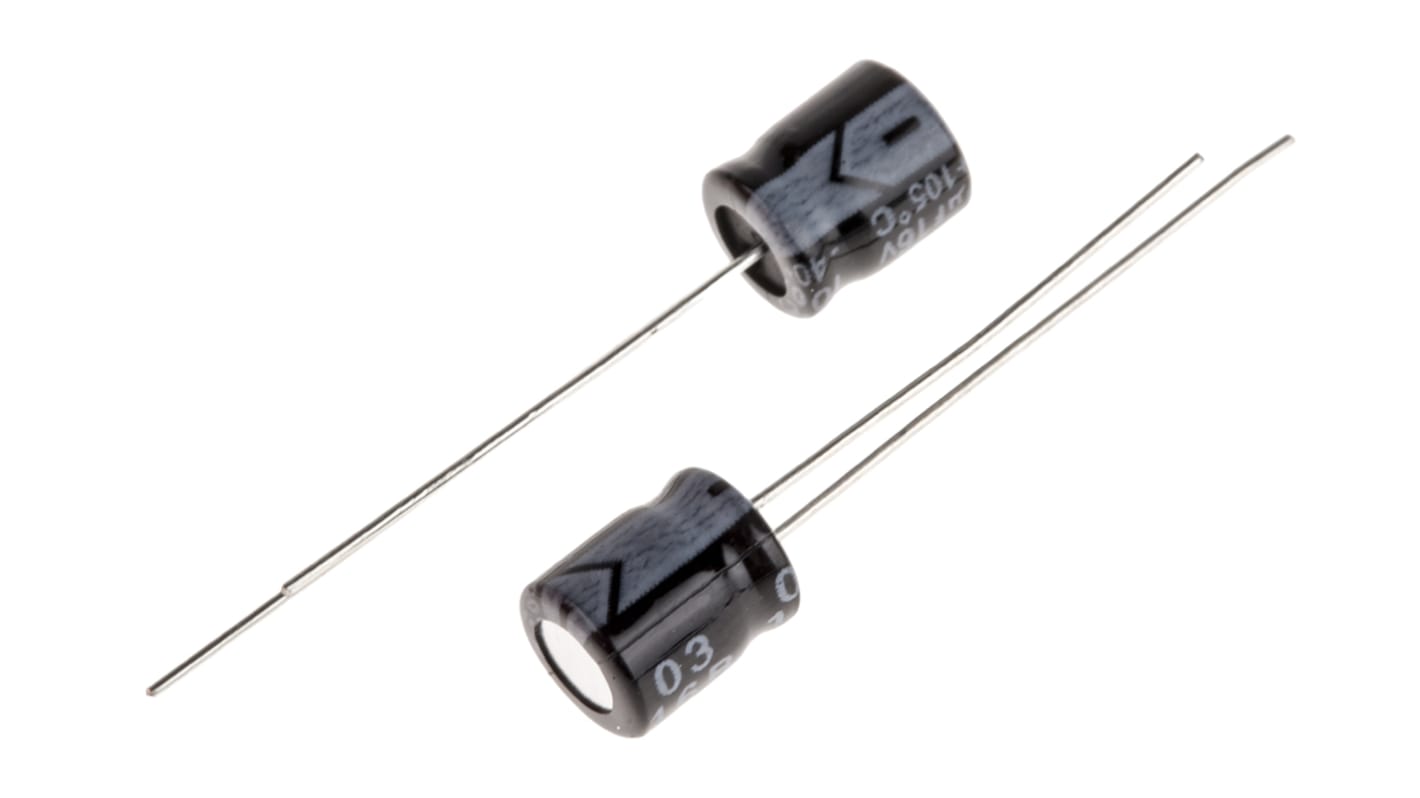 RS PRO, THT Aluminium-Elektrolyt Kondensator 100μF ±20% / 16V dc, Ø 6mm x 7mm x 7mm, bis 105°C