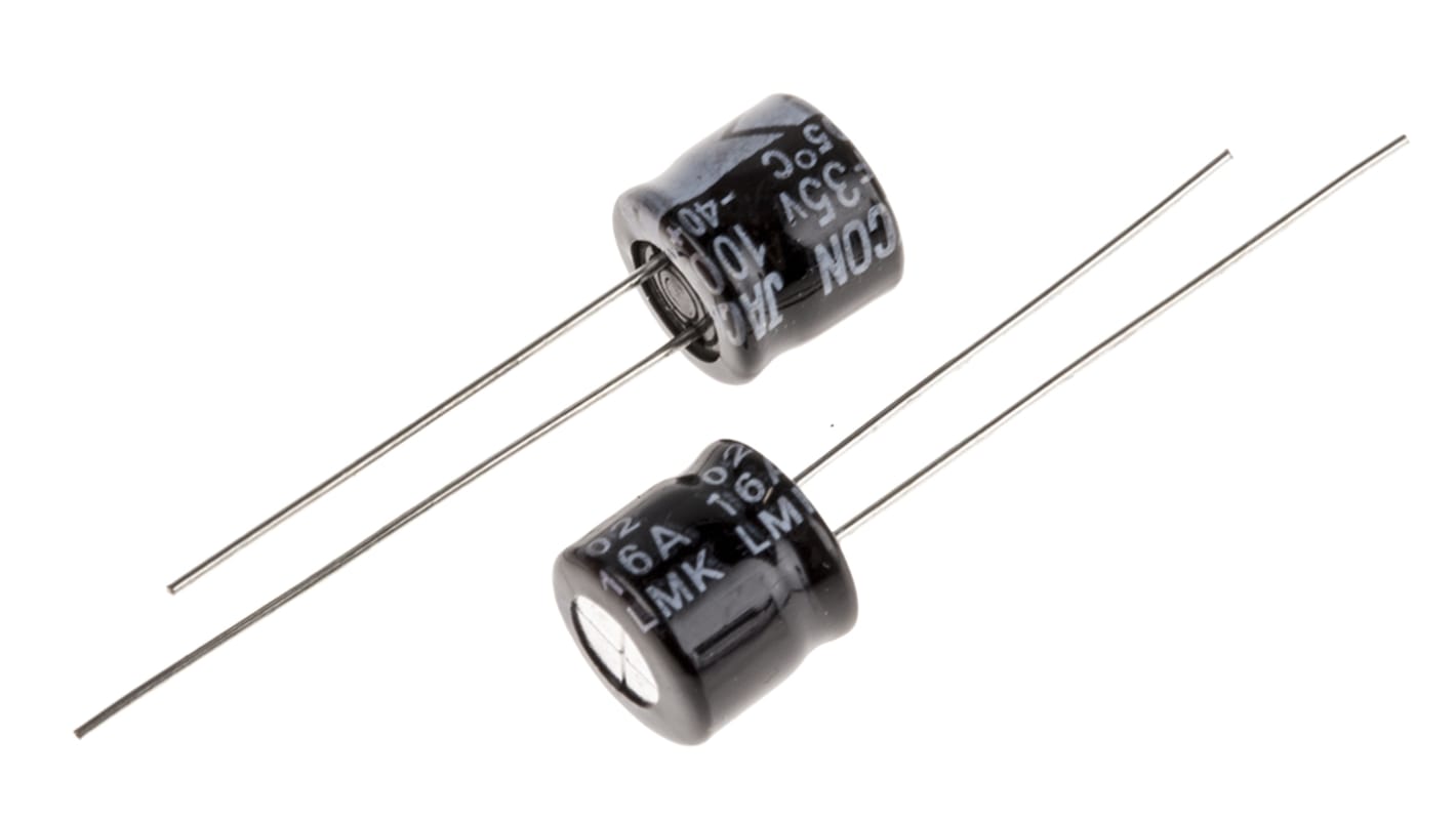 RS PRO, THT Aluminium-Elektrolyt Kondensator 100μF ±20% / 35V dc, Ø 8mm x 7mm x 7mm, bis 105°C