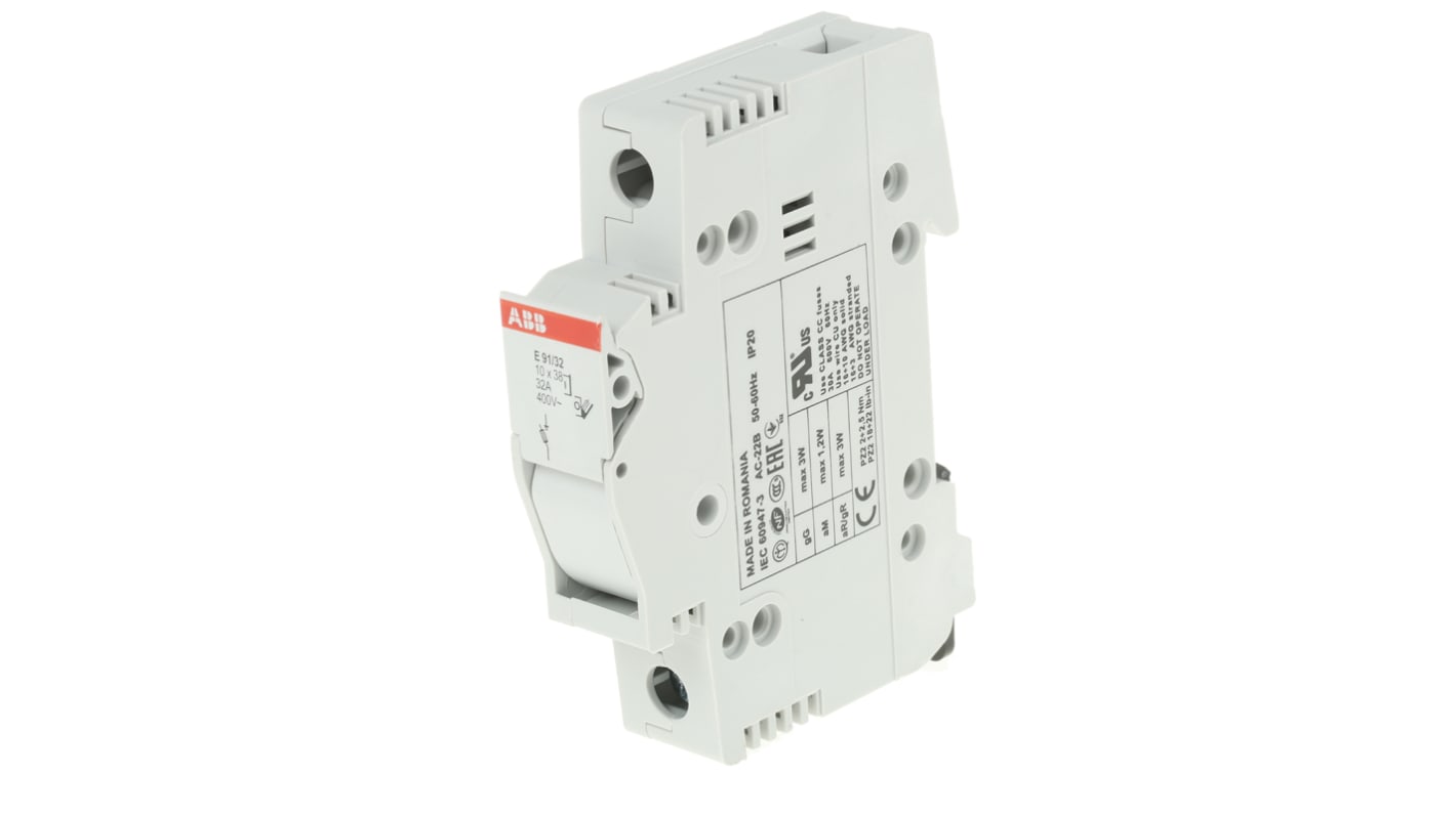 Interruptor seccionador con fusible ABB, 32A, 1P, Fusible 10 x 38mm System Pro M Compact E 91/32