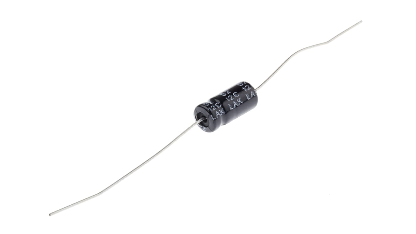 Condensador electrolítico RS PRO, 1μF, ±20%, 100V dc, Axial, Orificio pasante, 6 (Dia.) x 13mm